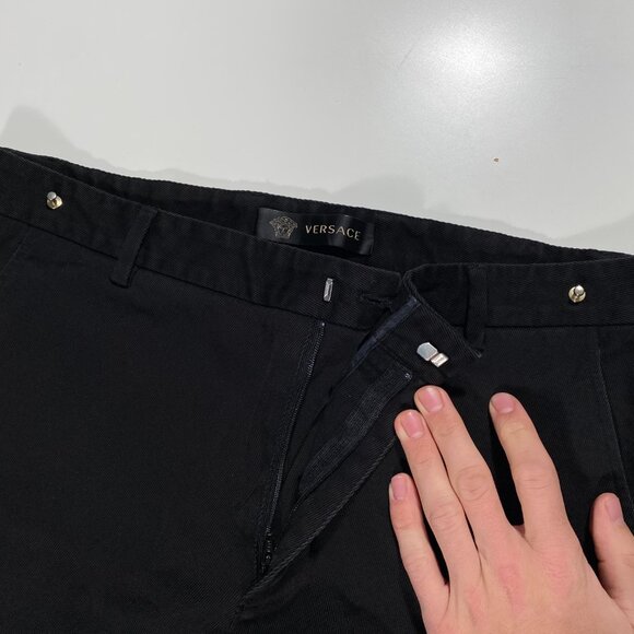Versace Straight Leg Mid Rise Black Cotton Twill Chino Pants men's size 32x30.5 - Picture 3 of 12